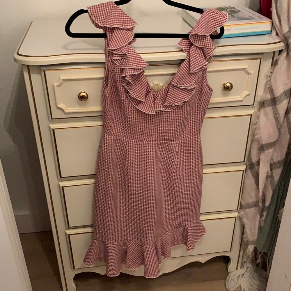 Gingham pink/purple Ruffled Dress